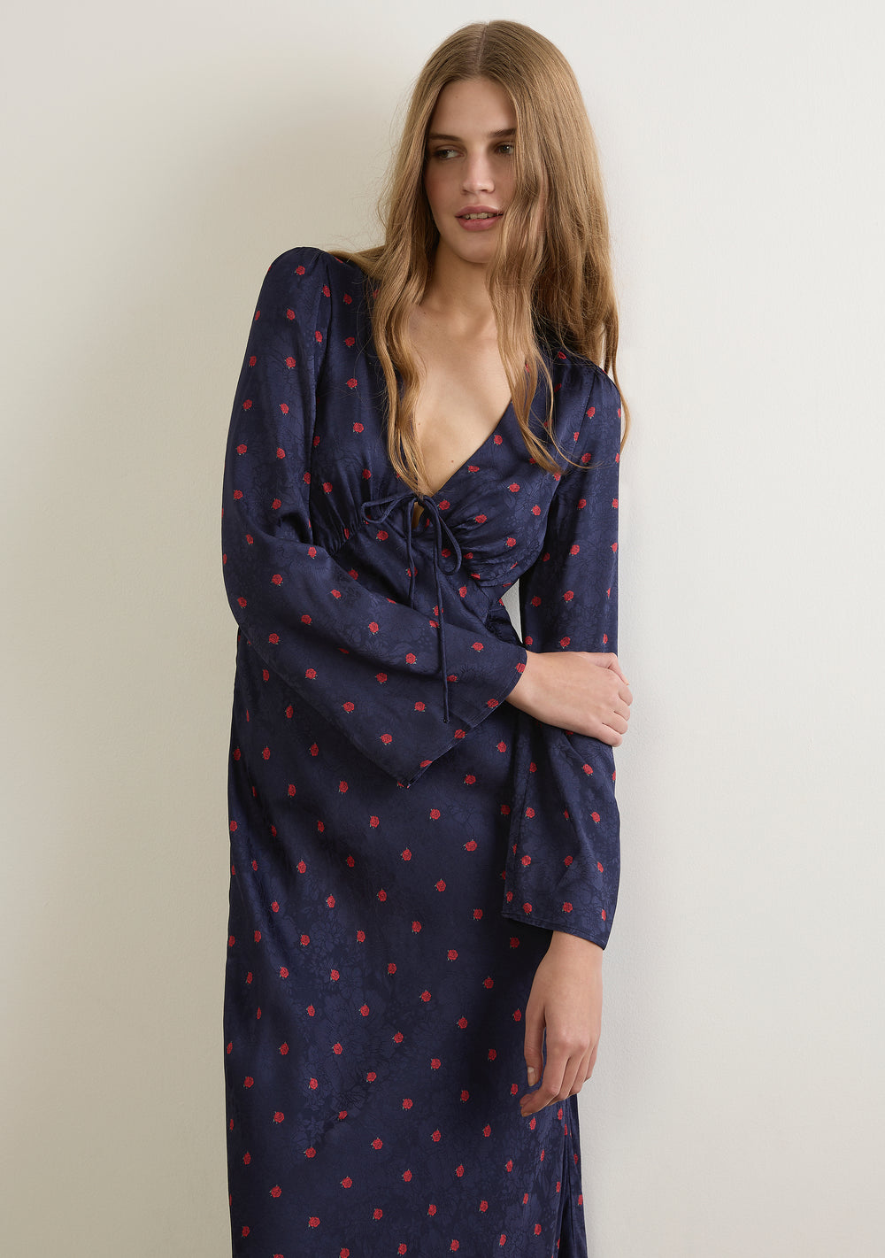 sidney midi dress SIDNEY COLLARED V NECK BUTTON UP LONG SLEEVE RIBBED KNIT MIDI DRESS