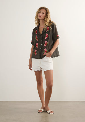 Embroidered Rose Shirt