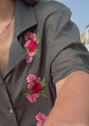 Embroidered Rose Shirt